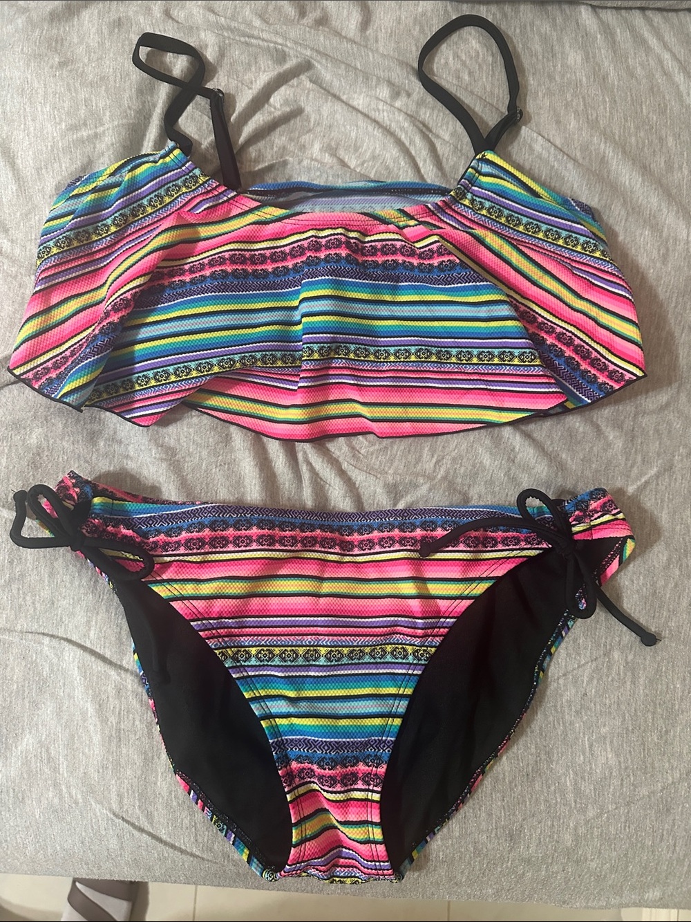 Multicolor Striped Two-Piece Swim Set